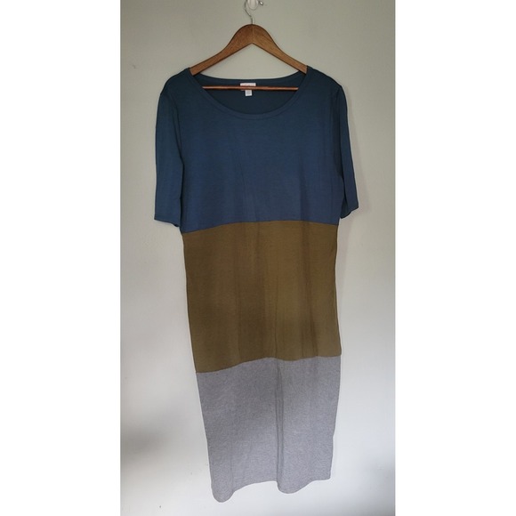 LULAROE 2XL XXL plus size JULIA DRESS- teal olive gray‎ Lularoe Maxi dress - Picture 6 of 9